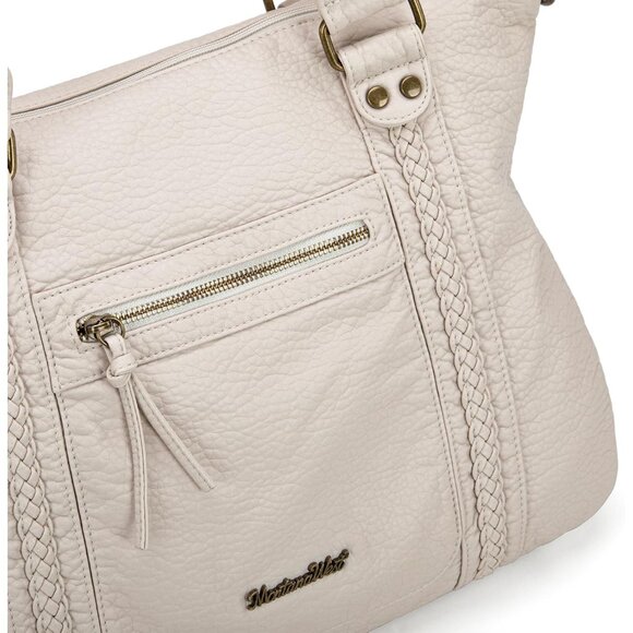 Chic Washed Leather Hobo Handbag with Zipper Closure - Perfect for Any Occasion - Picture 7 of 8